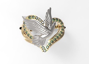 anillo de la paloma paz stl joyería los anillos joya gem las gemas piedras preciosas compromiso boda el diamante brillante 3d print model - Mito3D