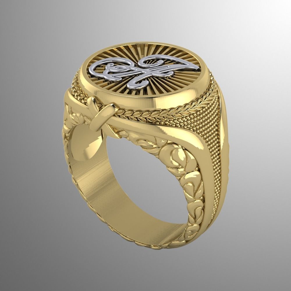ring dp 17 rings signet jewelry gold jewel printable jewellery fashion man men 3d letter a 3D print model - Mito3D