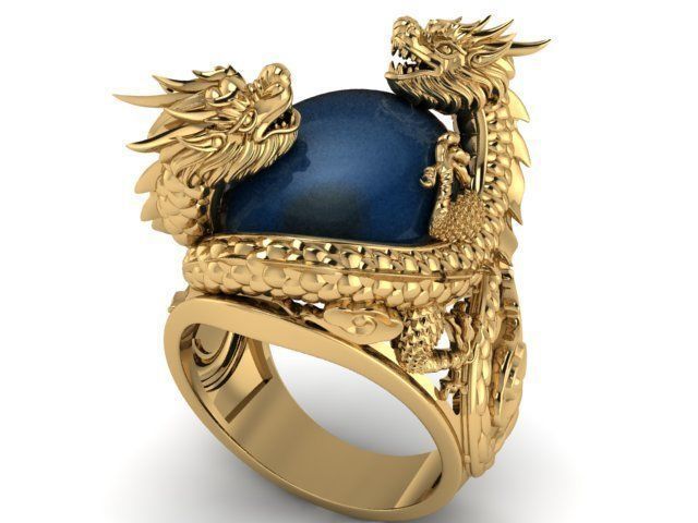 anel de dragão jóias prata diamante sterling anéis 3D print model - Mito3D