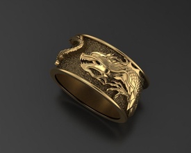 anel Dragão granada joalheria ouro prata torre cnc maquinas impressão fantasia homem moda Sombrio argolas arte imprimível esterlina jóia jóias 3d print model - Mito3D