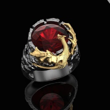 ring dragon tower garnet jewelry gold silver cnc machines printing fantasy man fashion dark rings 3d print model - Mito3D