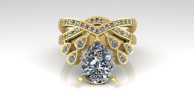 squillare far cadere lusso Pera oro platino argento stampabile diamante diamanti gioielleria gioiello classico esclusivo elegante moda anelli 3d print model - Mito3D