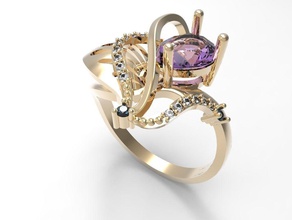 anello di dubai stl gioielli gioiello gemma preziosi fidanzamento matrimonio disco platino zaffiro brillante gemme topazio oro i diamanti diamant emerald pera anelli 3d print model - Mito3D