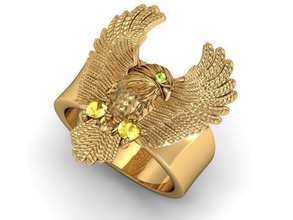 bague aigle bijoux gemme calcul homme femme rubis saphir péridot diamant anneaux 3d print model - Mito3D