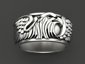 anel de águia jóias pássaro asa natureza imprimir 3dprinted printable anéis o design jóia printabl impressão ouro prototipagem prata motociclista escurecimento 3d print model - Mito3D