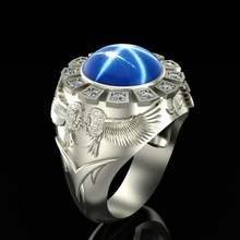 anillo de águilas la joyería gem moda brillante zafiro ruby eagle diamante el hombre del oro imprimible sterling los anillos 3d print model - Mito3D