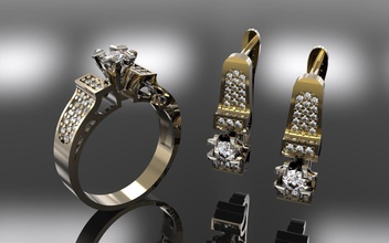 anneau de boucle d'oreille complects or bijoux d'argent l'anneau le diamant imprimable joyau l'engagement mariage gem la livre sterling mode platine collier engagem l'habillement bague en brillant les anneaux 3d print model - Mito3D