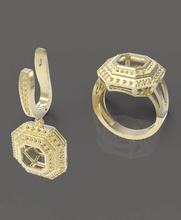 ring earring cushion jewelry gold silver stone diamond printable other 3d print model - Mito3D