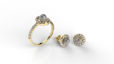 ring-Ohrring-Perlen Brillanten Schmuck Juwel engagement Diamant-ring ring Perlen Perlen-ring Ringe Mode-ring gold-ring diamond Mode-Schönheit design-ring 3d Ohrringe Ohrring 3d print model - Mito3D