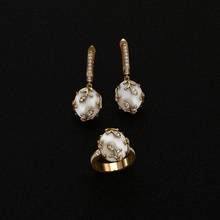ring earrings jewelry silver diamond jewellery wedding brilliant gold earring coral agate lazuli cornelian turquoise brindle cacholong malachite 3d print model - Mito3D
