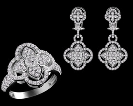 anello orecchini gioielli gli kit set i diamanti diamante oro argento 3d print model - Mito3D