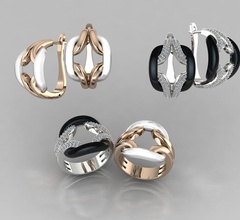 ring earrings jewelry gold ceramic 3d print model - Mito3D