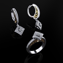 squillare orecchini 107 gioielleria lusso elegante gemma oro argento nozze diamante orecchino braccialetto collane pendente rinoceronte accessorio bellezza moda design cad gioiello anelli 3d print model - Mito3D