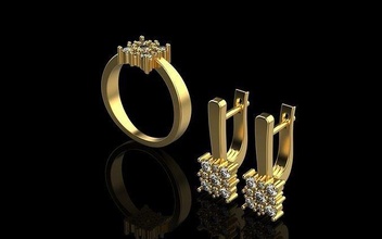 squillare orecchini collezione 4376 orecchino raccolta donne oro argento stampabile collana gemma brillante pendente 3d print model - Mito3D