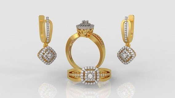 anillo pendientes diamante joyería joya conjunto 3d impresión modelo 10 Boda imprimible oro plata arete ajustado joyeria moda compromiso brillante 3dring anillos 3d print model - Mito3D