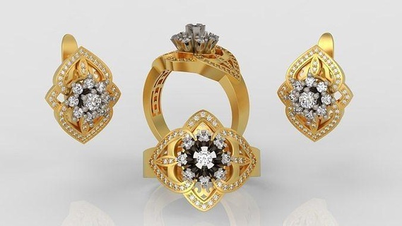 squillare orecchini diamante gioielleria impostato 3d Stampa modello a57 moda oro engagement Fidanzamento gioiello brillante stampabile set gioielli cambi anello Uniti d'America Canada Francia anelli 3d print model - Mito3D
