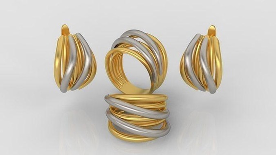 anillo pendientes joyería joya conjunto 3d impresión modelo a38 oro Moda enganchar compromiso grisogono allegra imprimible Boda belleza solitario Estados Unidos Canadá anillos 3d print model - Mito3D