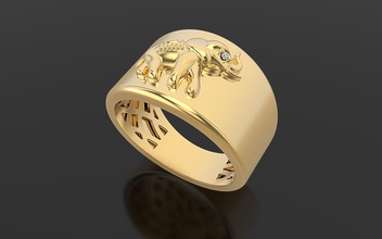 bague l'éléphant 3d impression modèle bijoux or argent diamant sterling mode platine blanc imprimable bijou anneaux 3d print model - Mito3D