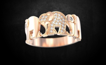 anillo de elefantes 140 la joyería 3dprinted diseño moda oro joya impresión printabl imprimible creación prototipos los anillos plata 3d print model - Mito3D