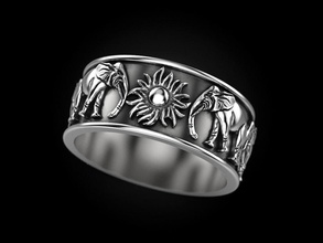 anillo de elefantes ir sol actualizada la joyería el elefante impresión 3dprinted imprimible los anillos diseño joya oro moda printabl creación prototipos plata boda ennegrecimiento 3d print model - Mito3D