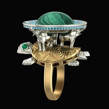 ring Elefanten-Schildkröte Schmuck gold Silber Juwel Mode-ring genial Diamant-ring Elefanten Schildkröte Mythos Legende gem fantasy, fiktive Kreatur Ringe 3d print model - Mito3D