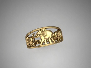 anel de elefantes jóias animais ouro prata elefante joalheiro áfrica savannah rhino anéis 3d print model - Mito3D