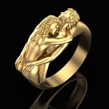 bague embrasse bijoux or argent imprimable sterling bijou gemme romance l'amour baiser anneaux 3d print model - Mito3D