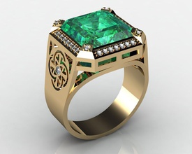 ring Smaragd Schmuck emerald exklusiv 3d Datei gem Edelstein diamond Ringe Diamant-ring 3d print model - Mito3D