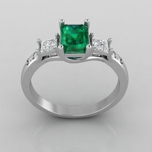 ring emerald jewelry stl 3dm cnc print printing gold silver desing wedding gem rings 3d print model - Mito3D