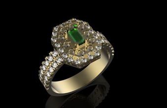 ring emerald jewelry jewellery gem precious diamond jewel gold silver printable cnc cncmachinin 3d fashion beauty rings 3d print model - Mito3D