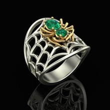 Ring Smaragd Spinne Gold Schmuck Silber druckbar Juwel Sterling Mode Diamant Schönheit Ringe 3d print model - Mito3D