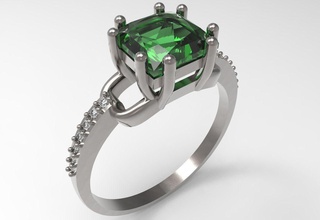 ring emerald stl jewelry rings jewel jewels gem gems ges gemstone gemstones diamond diamonds jewellery brilliant gold silver emeralds 3d print model - Mito3D