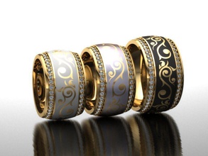 ring enamel jewelry gold jewellery rings diamond stones gems 3d print model - Mito3D
