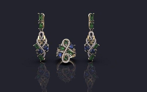 squillare orecchini gioielleria oro splendente lusso diamante anelli 3d print model - Mito3D