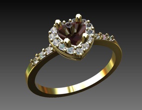 anel engagment coração de 5x5 jóias ouro prata diamante gem jóia printable o engajamento casamento da forma sterling brilhantes engagem imprimir moda beleza solitaire anéis 3d print model - Mito3D