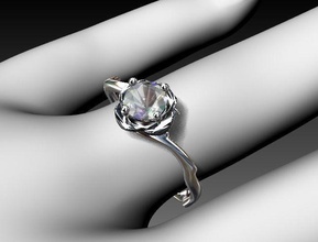 squillare fidanzamento solitario rosa ramo 3d stampa modello gioielleria platino prezioso lusso gemma stampabile diamante moda oro anelli argento sterlina fiore brillante vintag gioiello 3d print model - Mito3D