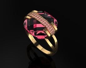 ring exclusive gem desing exlusive biggem gold whotegold printable technological printablemodels jewelry rings 3d print model - Mito3D
