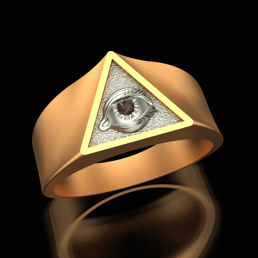 anillo de ojo la joyería imprimible el platino creación prototipos plata sterling gem los ojos oro impresión cnc hombres anillos 3D print model - Mito3D
