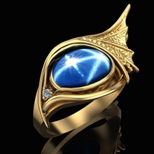 bague oeil de dragon bijoux l'anneau joyau brillant or d'argent imprimable en diamant le saphir cad la livre sterling les anneaux l'œil 3d print model - Mito3D