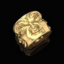 anillo caras oro joyería joya plata Moda imprimible cnc emoción máscara cómico animico anillos 3d print model - Mito3D