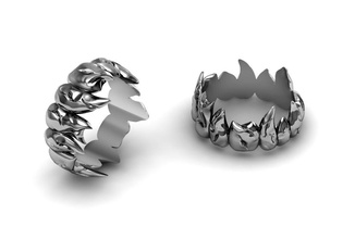 anel presas dentes vampiro Drácula crepúsculo joalheria prata argolas gótico 3d print model - Mito3D