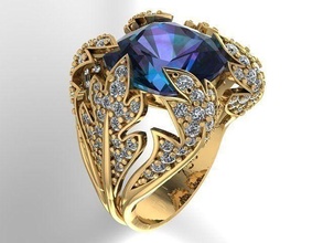 ring fashion jewelry gem emerald printable engagement amethyst diamond engagem wedding solitair beauty flower brilliant rings 3d print model - Mito3D