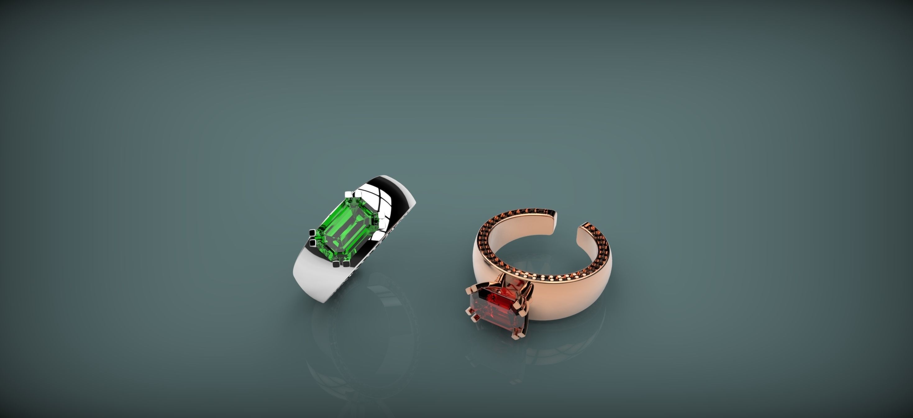 anillo de la moda joyería boda imprimible joya gem oro piedra plata los anillos 3D print model - Mito3D