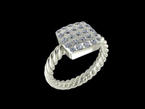 anillo Moda imprimible libra esterlina plata Boda diamante belleza joyería joya anillos 3d print model - Mito3D