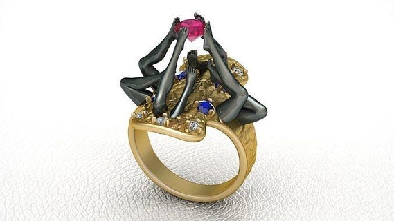 ring fashion girl feet foot woman human rings jewelry jewellery character man mens 3d print model - Mito3D