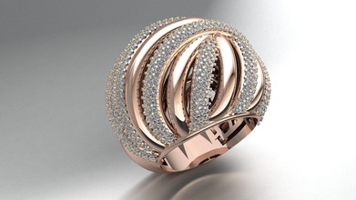 anneau de mode bijoux l'anneau rhino or la cad le diamant gem mariage bague en boucle d'oreille d'argent surface joyau l'engagement pierre précieuse les anneaux 3d print model - Mito3D
