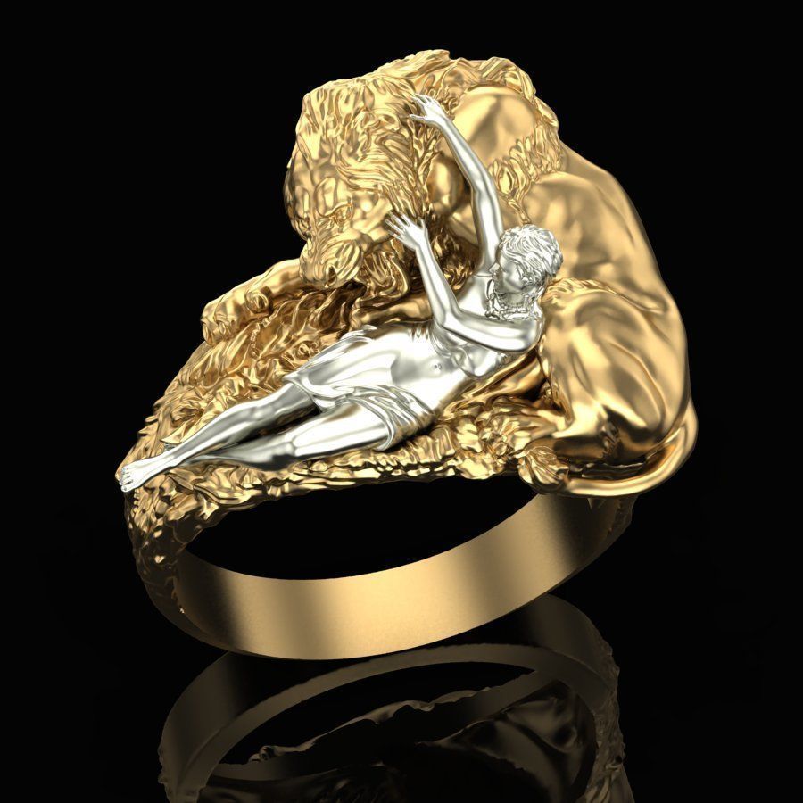 anillo favorito bestia joyería joya oro moda libra esterlina plata niña mujer hembra león gato amor animal anillos 3D print model - Mito3D