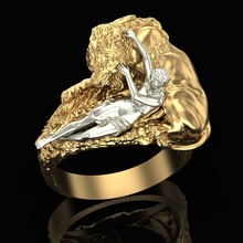 anillo favorito bestia joyería joya oro moda libra esterlina plata niña mujer hembra león gato amor animal anillos 3d print model - Mito3D
