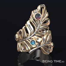anillo pluma joyería joya imprimible lujo plata oro 3dprint diamante joyero moda arte precioso anillos 3d print model - Mito3D