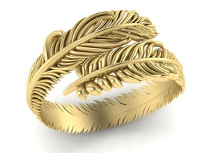 anillo pluma joyería regalo hermoso Clásico imprimible mujer joya 3dm stl oro alto poligonal naturaleza pájaro ave volar alas anillos 3d print model - Mito3D